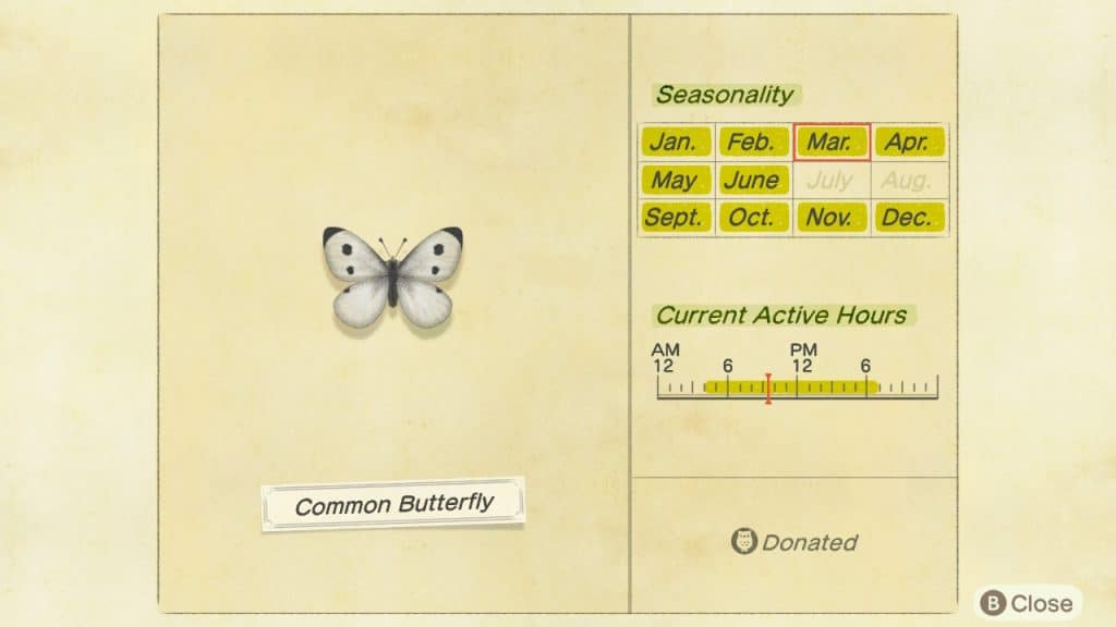 Common butterfly Animal Crossing New Horizons ACNH