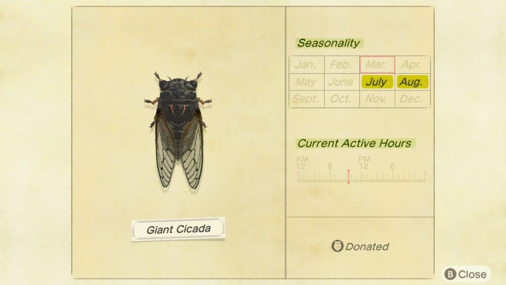 Giant cicada Animal Crossing New Horizons ACNH