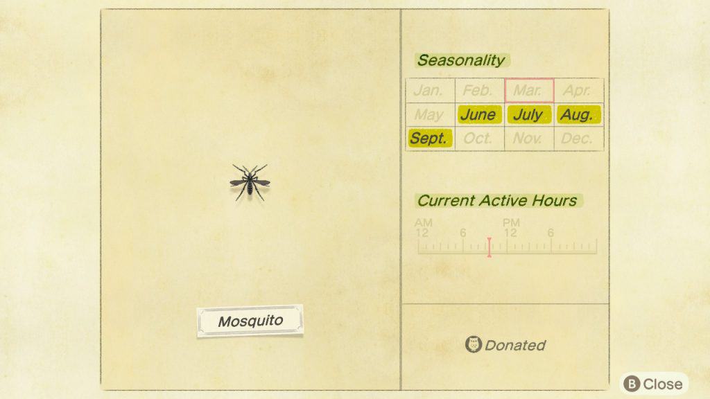 Mosquito Animal Crossing New Horizons ACNH