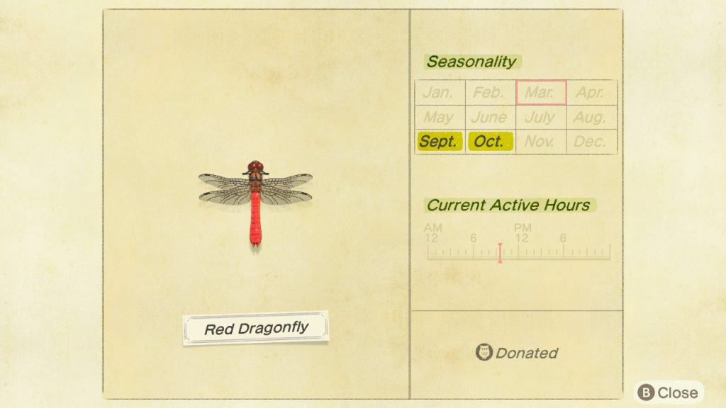 Red dragon fly Animal Crossing New Horizons ACNH