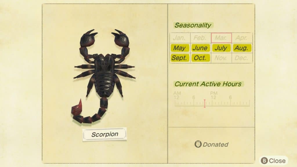 Scorpion Animal Crossing New Horizons ACNH