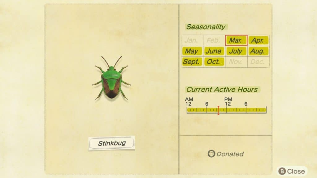 Stink bug Animal Crossing New Horizons ACNH