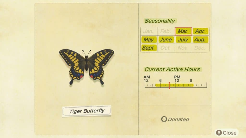 Tiger butterfly Animal Crossing New Horizons ACNH